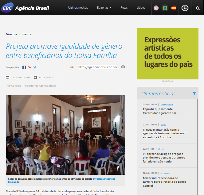 roda de conversa sobre a equidade de gênero entre as atividades do Projeto Igualdade de Gẽnero