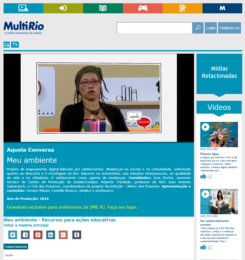 na imagem esta a fundadora do PROA Cris dando uma entrevista,para o MultiRio